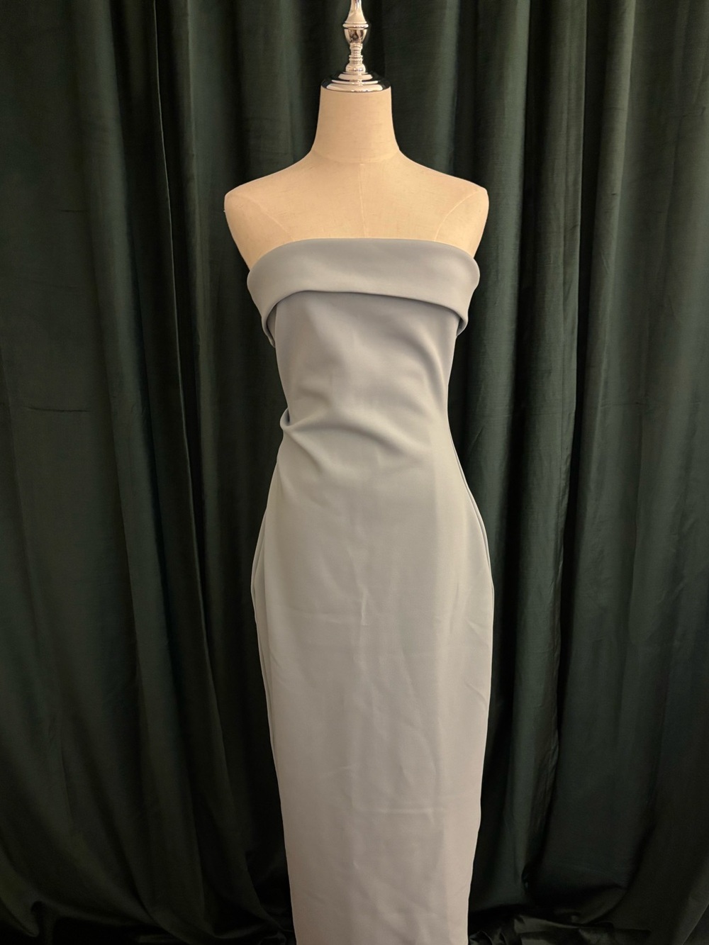 Aritzia Strapless Fold-Over Midi Dress in Light Blue